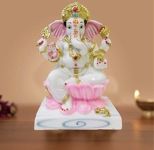 Marble White Ganesh ji Murti Ganesha Ganpati Maharaj Murti Statue  6.5 Inch - £27.24 GBP