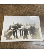 WWII photo Mock-up gun drill navy 5” Gun Hot Shellman Passed naval Censor - $10.32