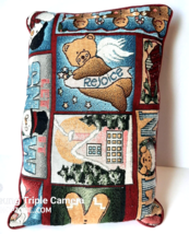 VTG Tapestry Christmas Holiday Pillow Bolster Lumbar Cushion Gingerbreadman Bear - £19.57 GBP