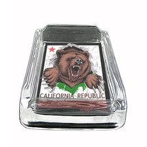 California Bear Glass Ashtray D1 4&quot;x3&quot; Republic Cali Bear - £38.89 GBP