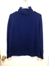 Karen Scott Womens SZ Small Blue Turtleneck Sweater Button Accents - £7.11 GBP