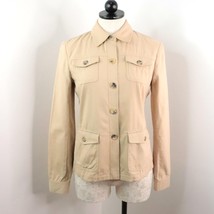 Theory Women&#39;s 4 Tan Safari Style Cotton Stretch Blazer Shirt Jacket - £19.12 GBP