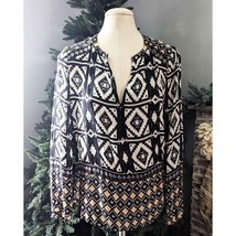 Hale Bob Women&#39;s Tribal Geometric Print designer blouse Boho Chic Size S... - £27.23 GBP