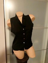 Black hi low button up sleeveless top small - $8.90