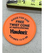Vintage Hardee&#39;s Employees PLastic Free Twist Come Token Expires 1986 - €12,95 EUR
