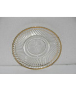 Vintage Clear Glass Dessert Plate Saucer Swirl Pattern Gold Rim 6 Inch - £13.65 GBP