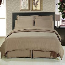 Calking Size Size Solid Taupe 8-Piece Bedding Set Super Soft Microfiber Sheets+D - £120.95 GBP