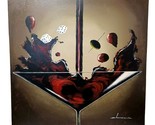 Martini Glass Red Cocktail Painting Oil on Canvas Signed Large 31 1/2&quot; x... - $270.22