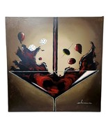 Martini Glass Red Cocktail Painting Oil on Canvas Signed Large 31 1/2&quot; x... - £212.64 GBP