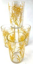 Set 4 Vintage Swanky Swig Yellow Corn Flower Juice Glasses Mid Century E... - $29.69