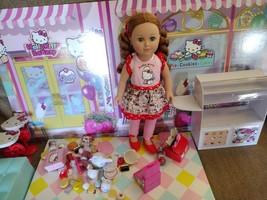 My life As HELLO KITTY Bakery Playset Toys + 18&quot; Doll &amp; Matching Outfit! - £47.45 GBP