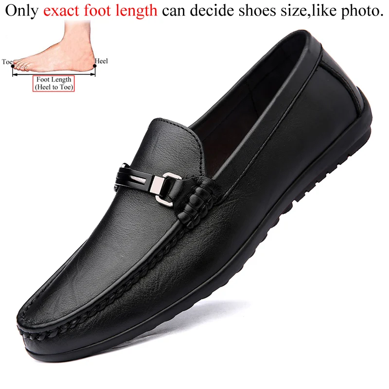 Loafers Men Casual Leather Shoes Slip On Spring Summer Black Brown Fashion Itali - £40.46 GBP