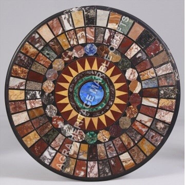 Primary image for 36" Black Round Marble Coffee Table, Center Sofa Mosaic Arts Table Top Home Deco