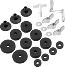 Drum Set (Black) 23 Pcs\. Replacement Cymbal Accessories Cymbal Felts Hi-Hat - £28.72 GBP