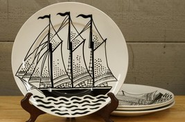 Vintage MCM Parry &amp; Vieille Limoges France China Sailing Ship Dinner Plates - £98.64 GBP