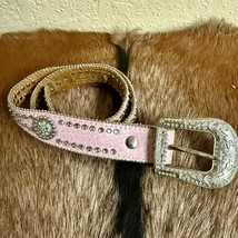 Nocona Western Girls Youth Belt Scalloped Gator Rhinestones Pink N442603... - $39.12 CAD