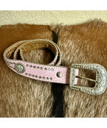 Nocona Western Girls Youth Belt Scalloped Gator Rhinestones Pink N442603... - $544.14 MXN