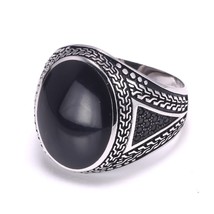 Real Pure Mens Rings Silver s925 Retro Vintage Big Turkish Rings For Men With Co - £23.97 GBP