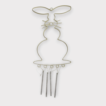 Bunny Rabbit Silhouette Wind Chime Cream Metal 16 Inch Easter Spring Craft - £11.85 GBP