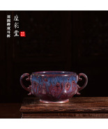 Jun Porcelain Kiln Change Glaze Double Ear Handmade Vintage Small Censer... - €852,44 EUR