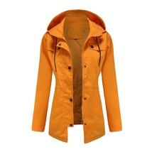 Long Sleeve Elegant Yellow Trench Jacket Women Autumn Winter Solid Color Sweet V - £183.14 GBP