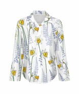 Mondxflaur White Floral Women&#39;s Shirt Long Sleeve Summer Elegant Fashion... - $35.07 CAD