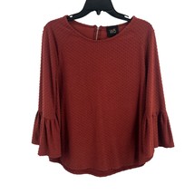 W5 Red Textured Bell Sleeve Top Size Large - £22.30 GBP