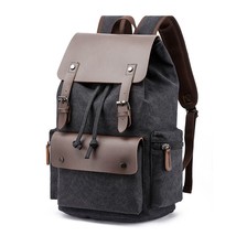 Vintage Canvas Backpack Laptop Bags College School Backpack Men&#39;s Canvas Travel  - £56.33 GBP