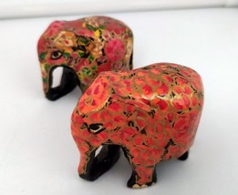 Lot de 2 mâchés en papier mâché de style antique éléphant peint à la main... - £25.80 GBP