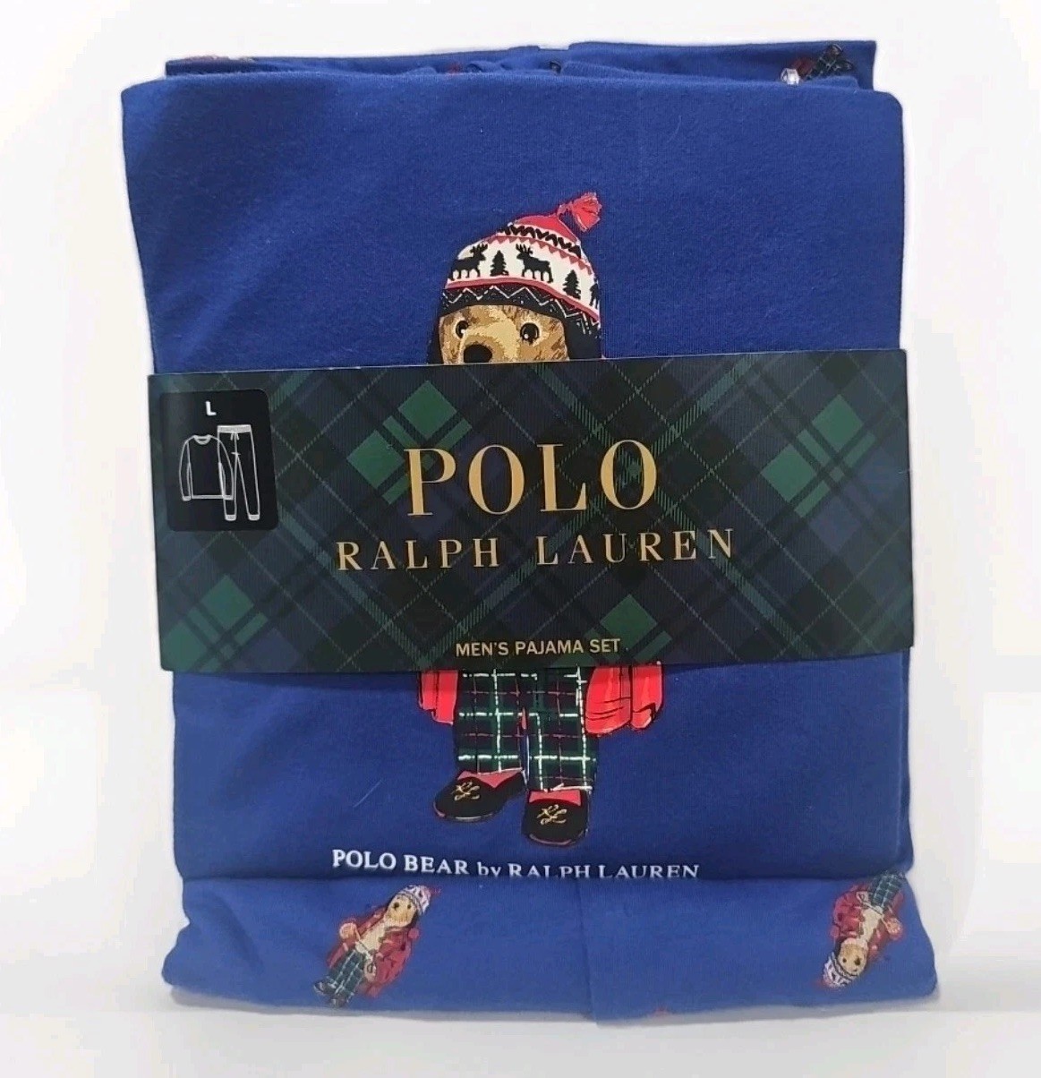 Polo Ralph Lauren Men&#39;s 2 Pc Polo Bear Jogger PJ Set Blue Red Pajamas L ... - $54.40