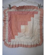 Vtg Handmade Quilted Amish Log Cabin Pattern Throw Pillow cover mauve 17... - $19.99