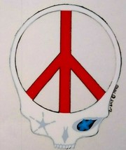 Grateful Dead Original Car Window Decal Skeleton Skull Peace Symbol 1990 Groovy - £13.59 GBP