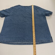 Vintage 90s Silhouettes Chambray  Denim Top Statement Buttons Blue Women's XL  image 5
