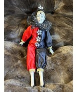 Vintage Pierrot Doll French Flair Porcelain Harlequin Suit 17&quot; - $27.34 CAD