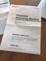 Sony | Telephone Answering Machine | TAM- 100 Instructions Only Ships N 24h - £6.09 GBP