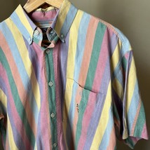 Pusser&#39;s Button Shirt Mens Large Island Oxfords Multi Stripe Cotton Retr... - £19.43 GBP