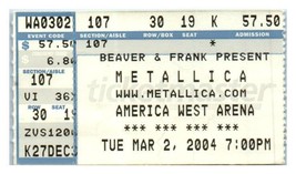 Metallica Concert Ticket Stub March 2 2004 Phoenix Arizona - £19.14 GBP