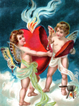 1911 Embossed Angels Mending A Broken Heart Valentine Postcard - $18.81