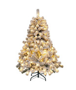 4.5 Feet Pre-Lit Premium Snow Flocked Christmas Tree with 150 Lights - £85.23 GBP