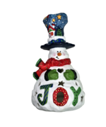 CERAMIC SNOWMAN TEALIGHT HOLDER - 6¼&quot; HIGH - CHRISTMAS JOY - WINTER DECO... - $23.50 CAD