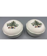 Vtg Nikko Happy Holidays Christmas Tree Lidded Bowls Trinket Dish Porcelain - $17.32
