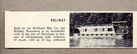 1960 Magazine Photo Holiday Houseboat Boats Richland Mfg Co. - £6.26 GBP