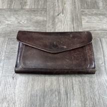 FOSSIL Wallet Brown Genuine Pebbled Leather Envelope Tri-Fold - £9.60 GBP