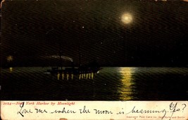 Udb POSTCARD- New York Harbor By Moonlight, Souvenir Post Card Co. BK65 - £3.31 GBP