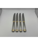 Set of 4 Christian Dior Stainless Steel GAUDRON Gold Accent Dinner Knives - $129.99