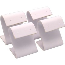 4 White Leather Earring Display Stands Jewelry 2.25&quot; - £9.85 GBP