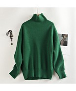 Turtleneck Women Sweater Solid Color Winter Thick Loose Sweatshirt Pullo... - £47.93 GBP