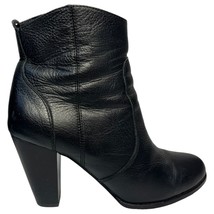 Joie Boots Womens 9.5 Leather Dalton Side Zip Cone Heel Ankle Booties Black - £49.77 GBP