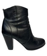 Joie Boots Womens 9.5 Leather Dalton Side Zip Cone Heel Ankle Booties Black - $87.99 CAD