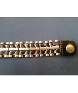 Nero Pelle 3.2cm Wide Cuff Braccialetto Con Acciaio Nailheads Regolabile - $17.00